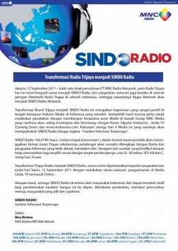 Transformasi Radio Trijaya menjadi SINDO Radio
